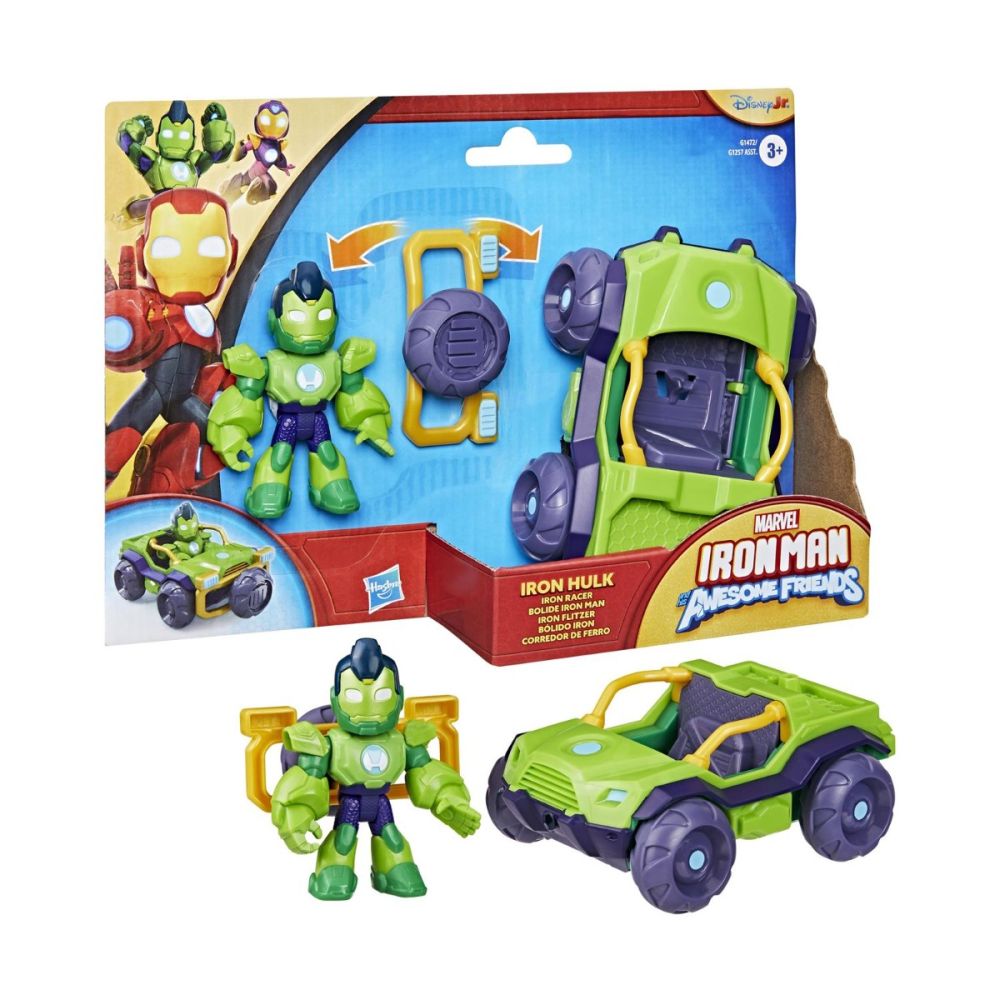 Комплект фигурка с превозно средство, Marvel, Iron Man And His Awesome Friends, Iron Hulk Racer, G1472