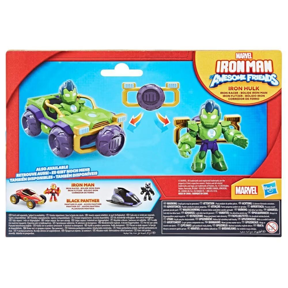 Комплект фигурка с превозно средство, Marvel, Iron Man And His Awesome Friends, Iron Hulk Racer, G1472