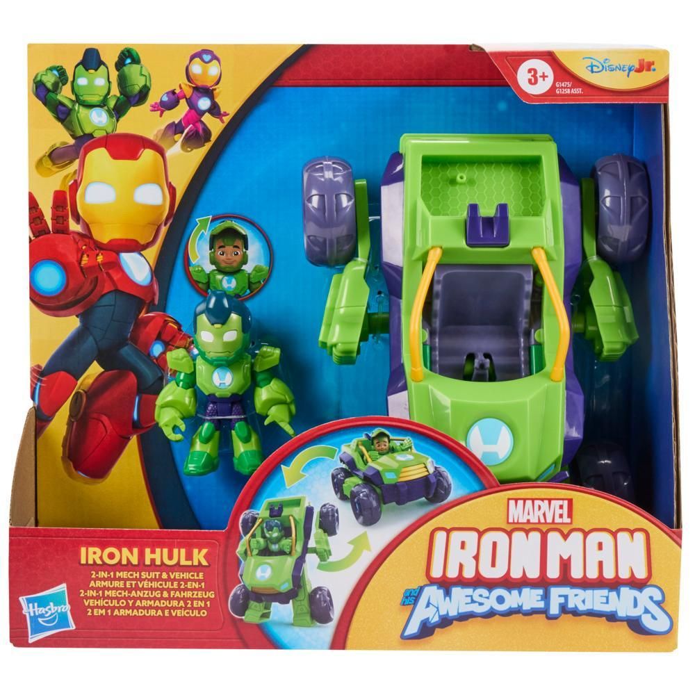 Комплект 2в1 фигурка с превозно средство, Marvel, Iron Man And His Awesome Friends, Iron Hulk, G1475