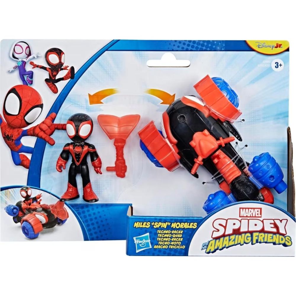 Фигурка с превозно средство, Spidey and his Amazing Friends, Miles Spin Morales Techno-Racer, G2460