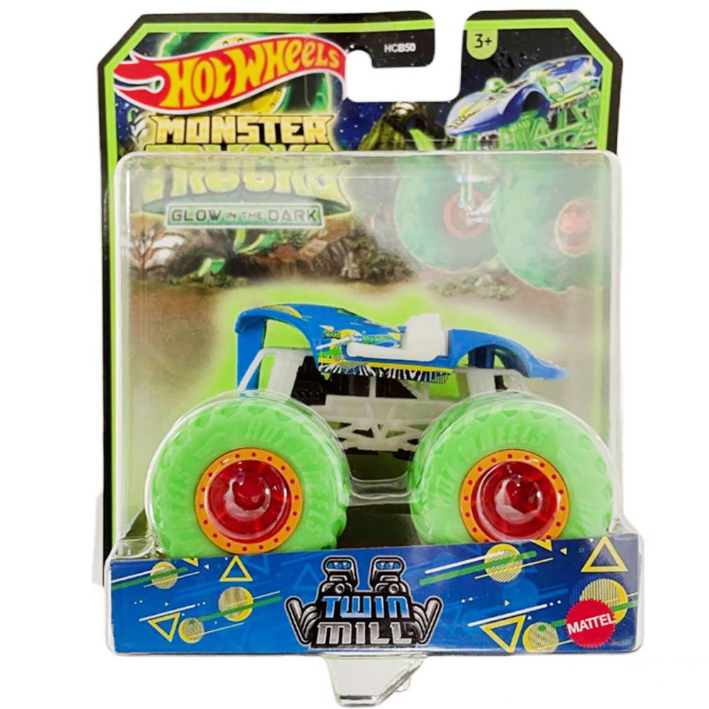 Количка Monster Trucks, Hot Wheels, Glow in the Dark, 1:64, Twin Mill, HWC79