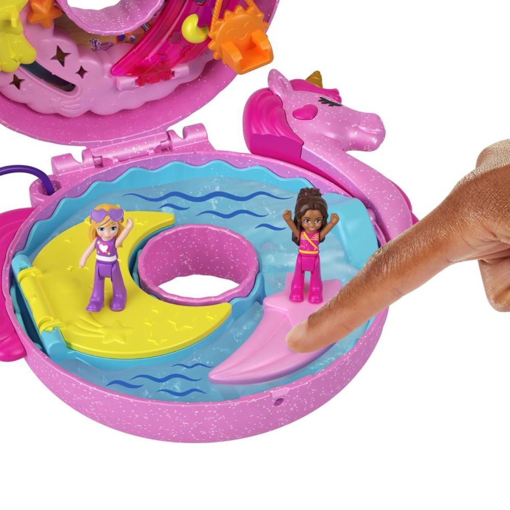 Комплект за игра с 2 кукли и 12 аксесоара Polly Pocket, Unicorn Floatie, HKV34