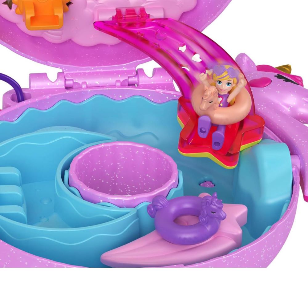 Комплект за игра с 2 кукли и 12 аксесоара Polly Pocket, Unicorn Floatie, HKV34