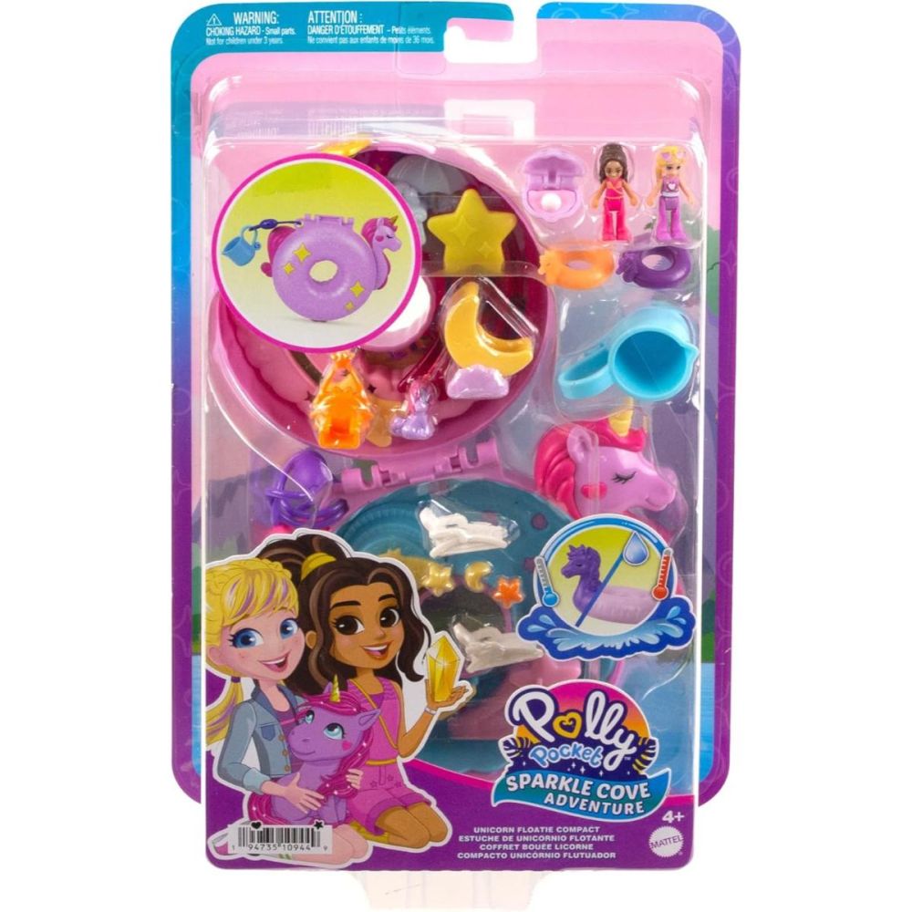 Комплект за игра с 2 кукли и 12 аксесоара Polly Pocket, Unicorn Floatie, HKV34