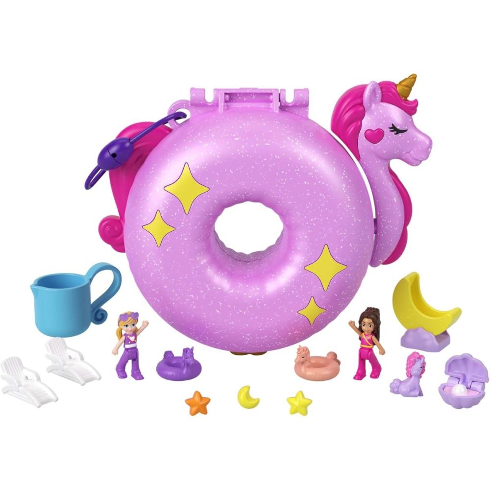 Комплект за игра с 2 кукли и 12 аксесоара Polly Pocket, Unicorn Floatie, HKV34