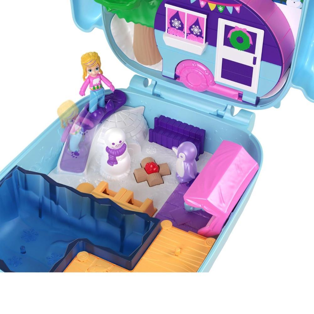 Комплект за игра с 2 кукли и 12 аксесоара Polly Pocket, Snowy Sleepover Owl, HKV37