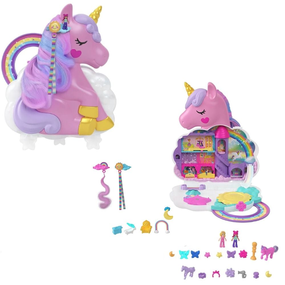 Комплект за игра с 2 мини кукли и аксесоари, Polly Pocket, Rainbow Unicorn