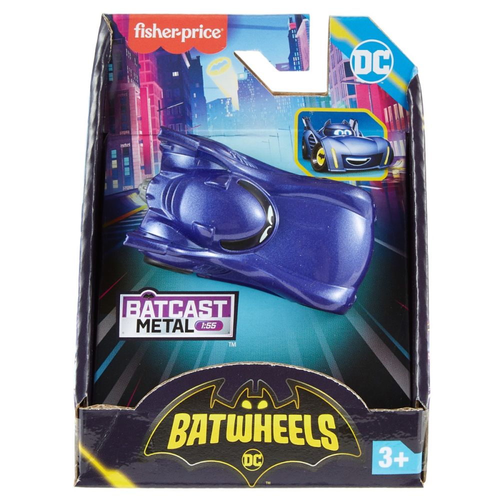 Мини метално превозно средство, Fisher Price, Batwheels, Bam The Batmobile, 1:55, HML13