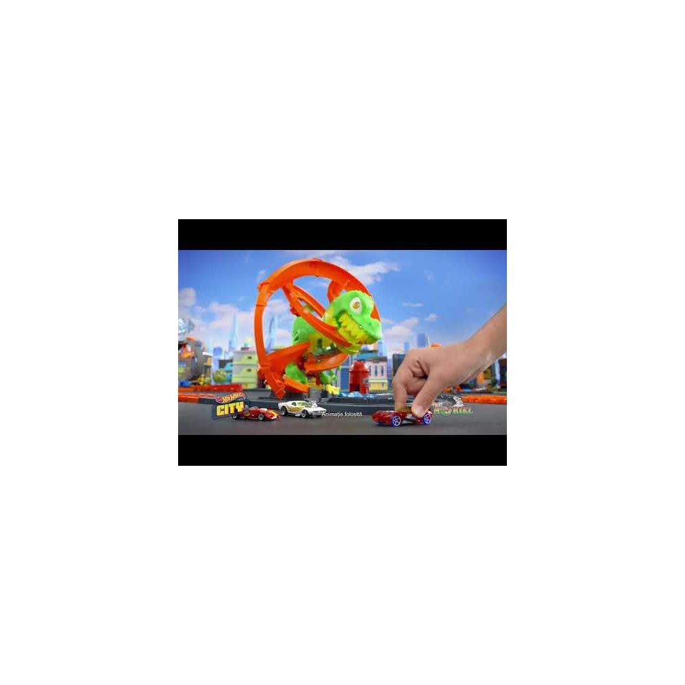 Комплект за игра с писта и количка, Hot Wheels, T-Rex Blaze Battle, JBM73