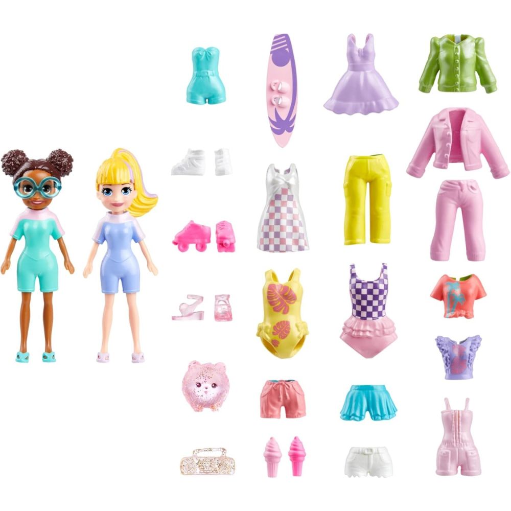 Комплект 2 кукли с дрехи и аксесоари, Polly Pocket, HRD61
