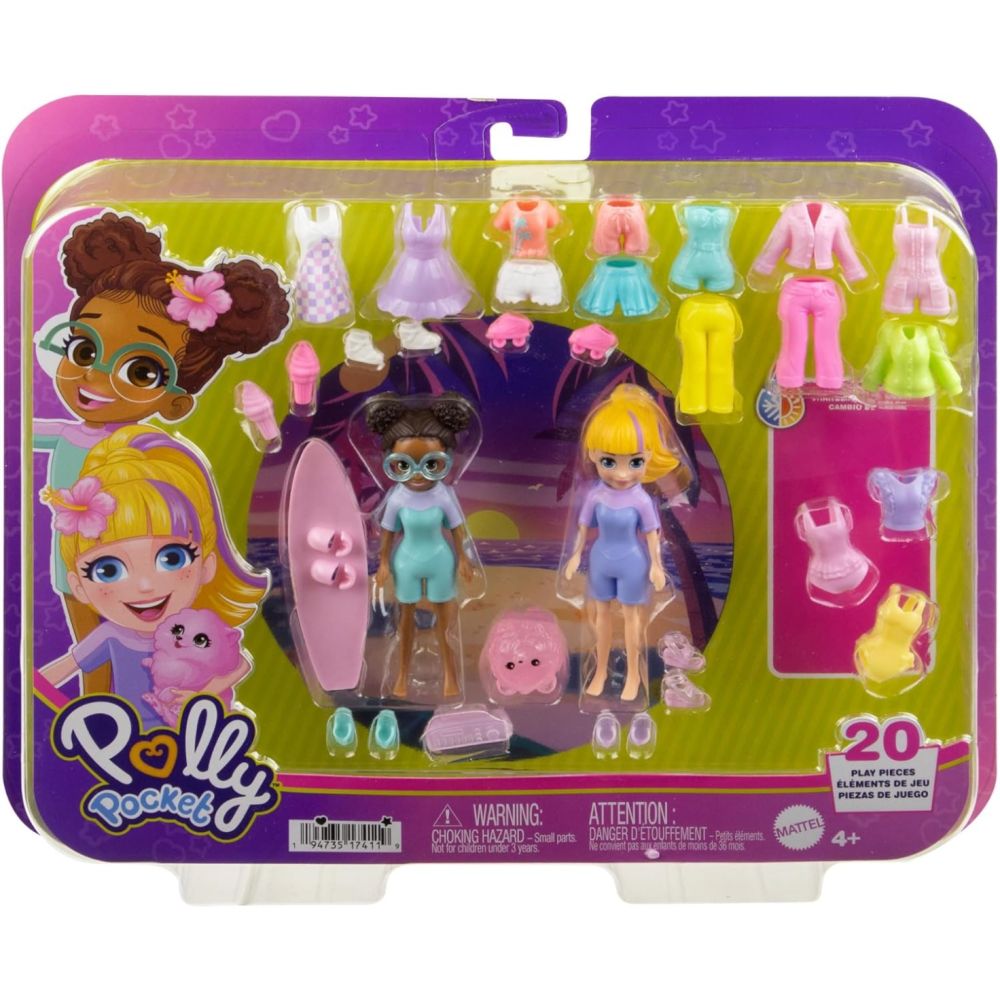 Комплект 2 кукли с дрехи и аксесоари, Polly Pocket, HRD61