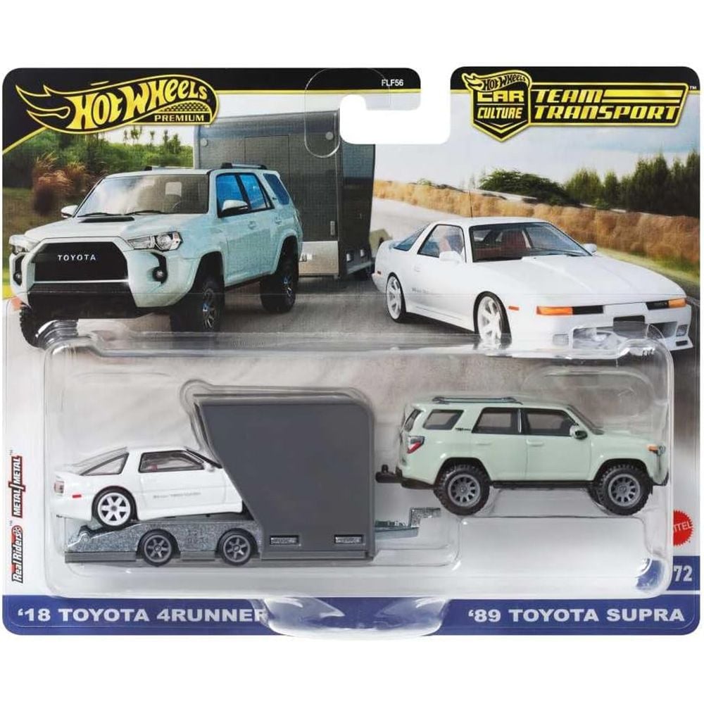 Автовоз с количка Hot Wheels, 18 Toyota 4Runner и 89 Toyota Supra, HRV37