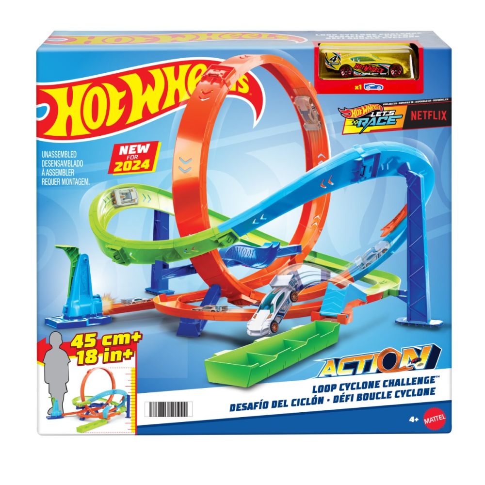 Комплект количка и писта, Hot Wheels, Action Loop Cyclone, HTK16