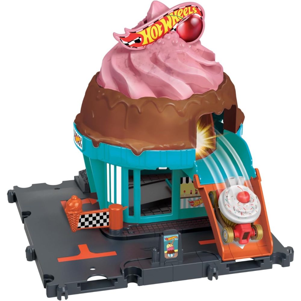 Комплект за игра с количка, Hot Wheels, Downtown Ice Cream Swirl, HTN77