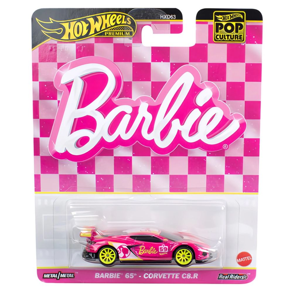 Метална количка Hot Wheels, Pop Culture, Barbie 65th Corvette C8.R, 1:64, HVJ51