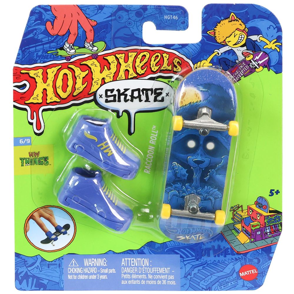 Комплект мини скейтборд дъска с обувки, Hot Wheels, Raccoon Roll, HVJ90