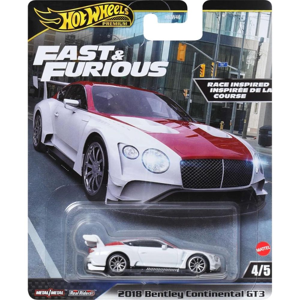 Метална количка, Hot Wheels, Fast and Furious, 2018 Bentley Continental GT3, HVR63