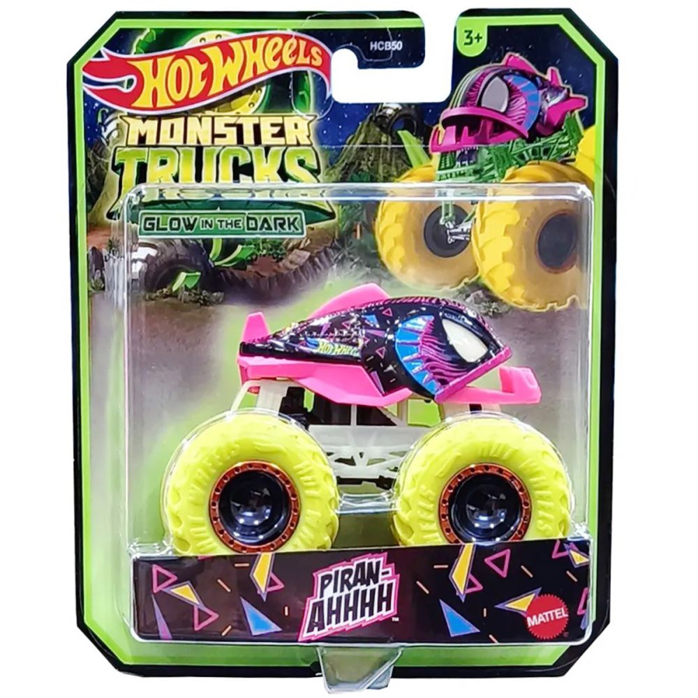 Количка Monster Trucks, Hot Wheels, Glow in the Dark, 1:64, Piran-Ahhhh, HWC85