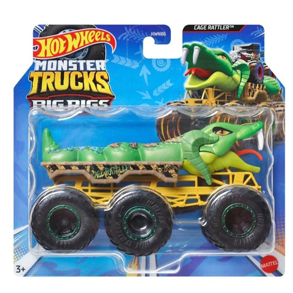 Количка Hot Wheels Monster Truck, Big Rigs, Cage Rattler, 1:64, HWN92