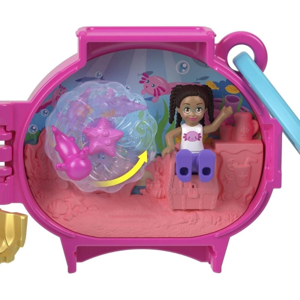 Мини чантичка във формата на животно с аксесоари, Polly Pocket, Axolotl, HXX22