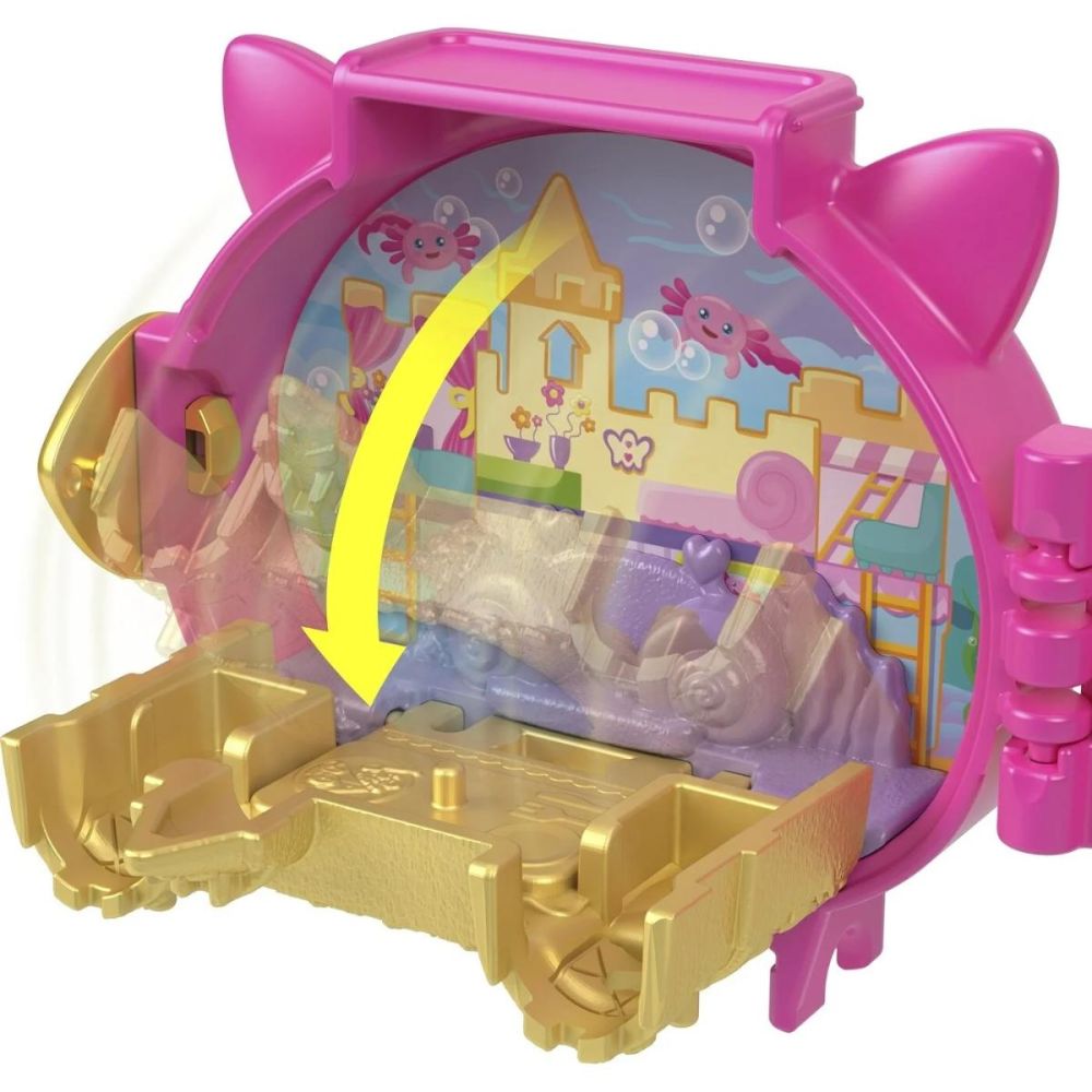 Мини чантичка във формата на животно с аксесоари, Polly Pocket, Axolotl, HXX22