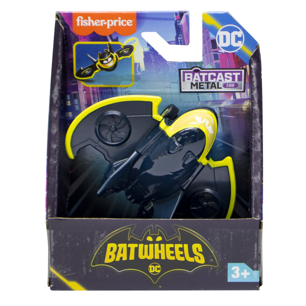 Мини метално превозно средство, Fisher Price, Batwheels, Batwing The Bat Plane, 1:55, HYB67