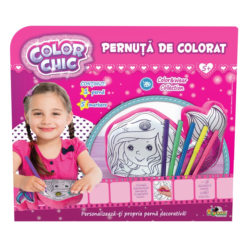 Креативен комплект Color Chic - Възглавница за оцветяване, Русалка