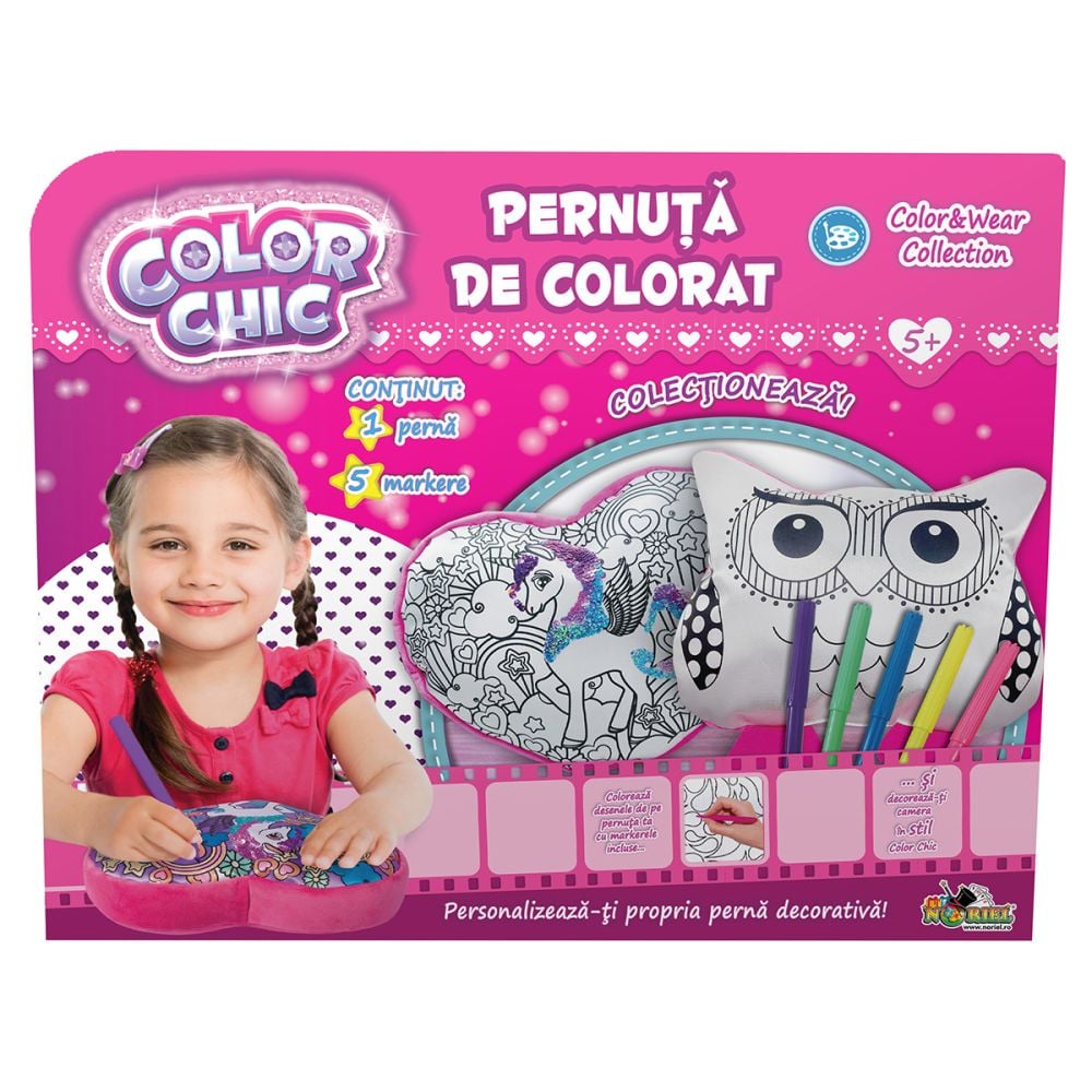 Креативен комплект Color Chic - Възглавница за оцветяване, Еднорог