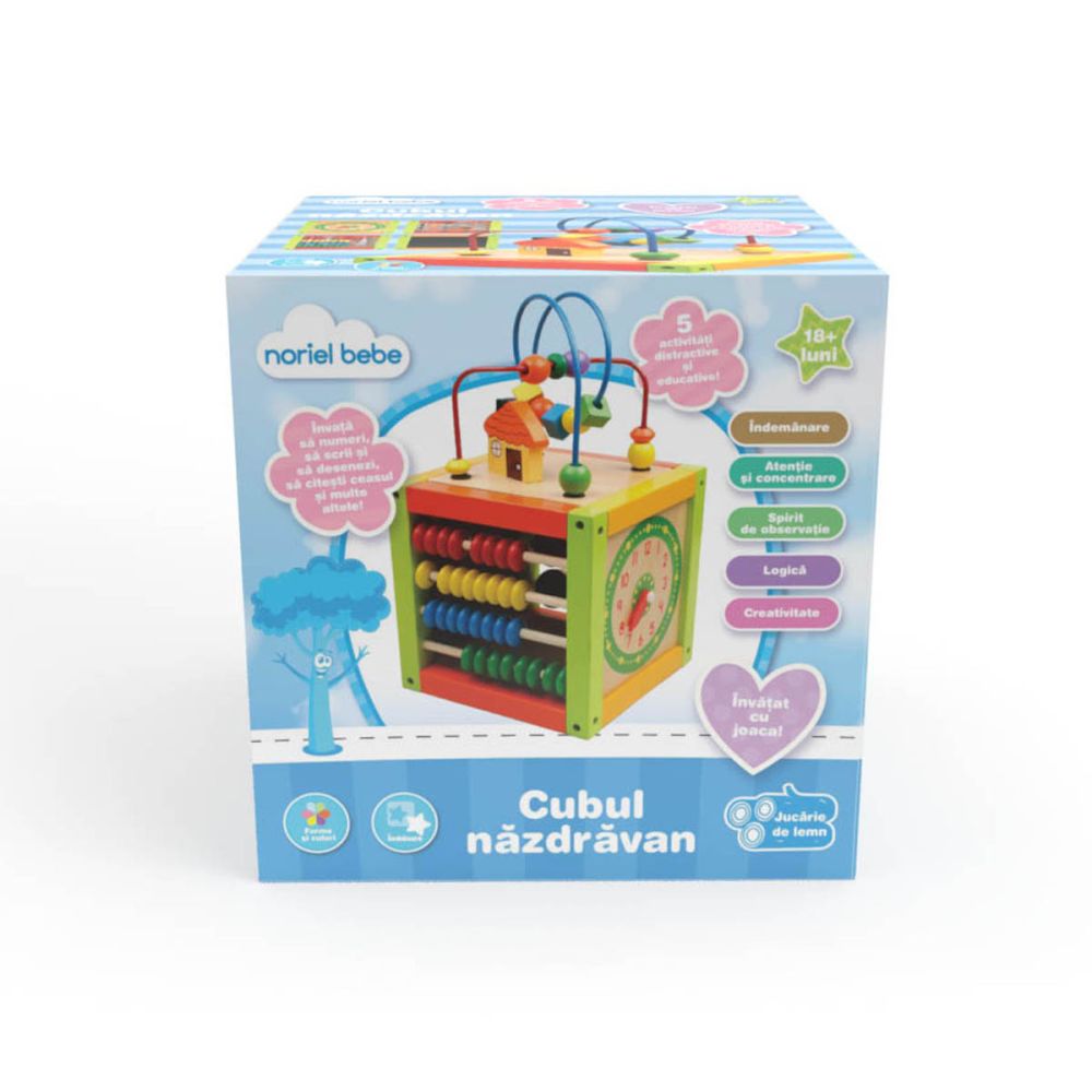Бебешка играчка Noriel Bebe Wood - Магически куб