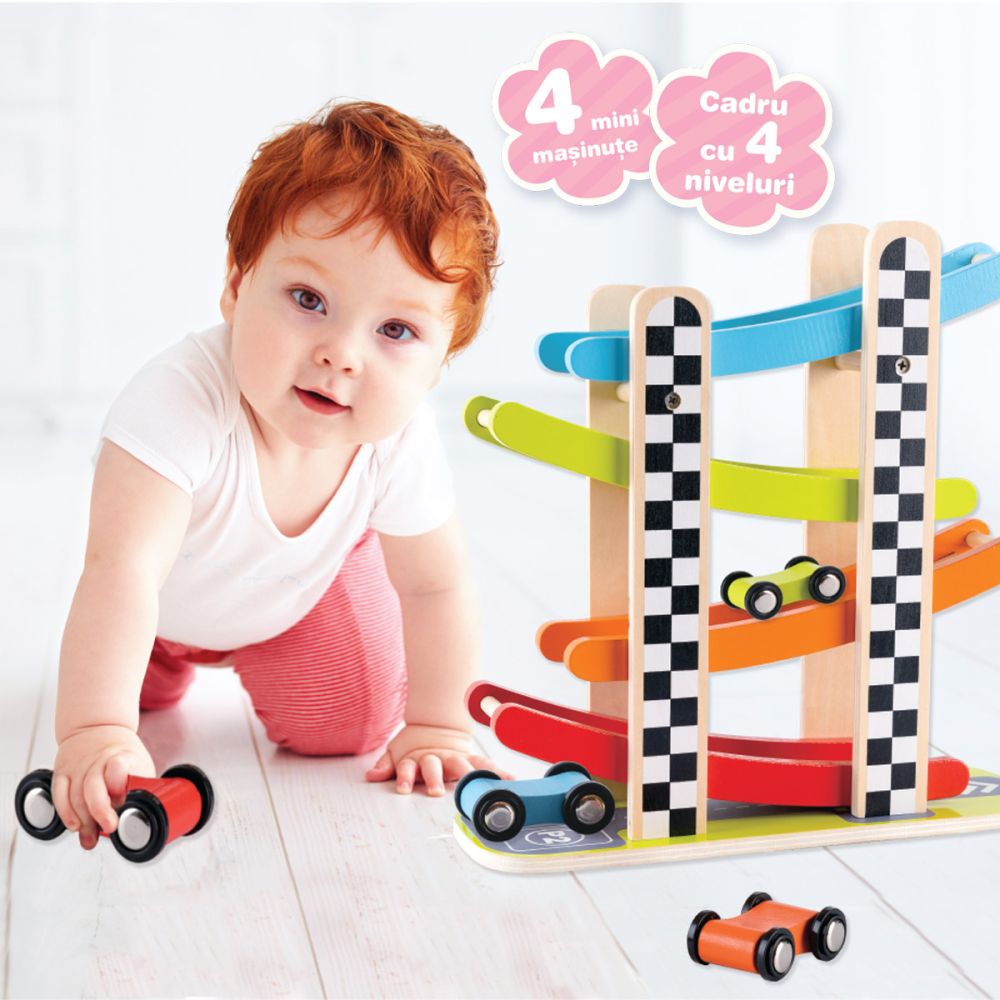 Бебешка играчка Noriel Bebe Wood - Пързалка с колички