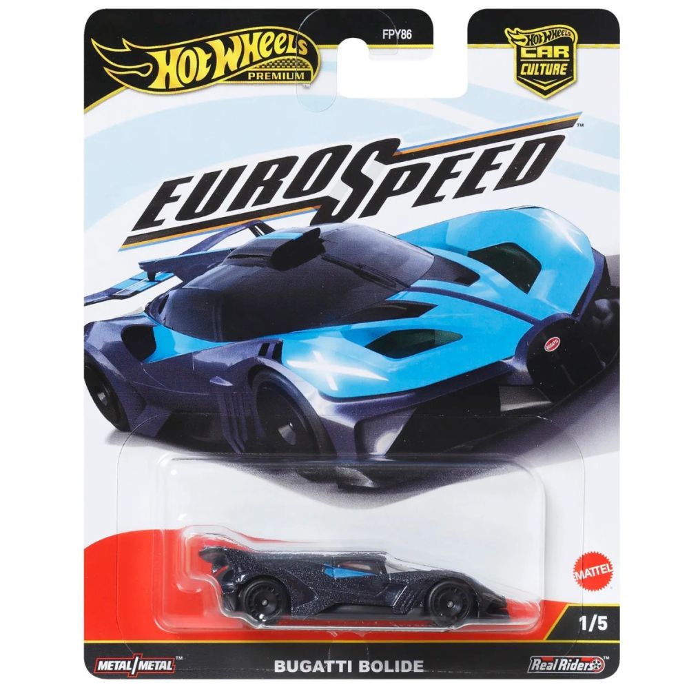 Метална количка, Hot Wheels Premium, Car Culture, EuroSpeed, Bugatti Bolide, JBK79