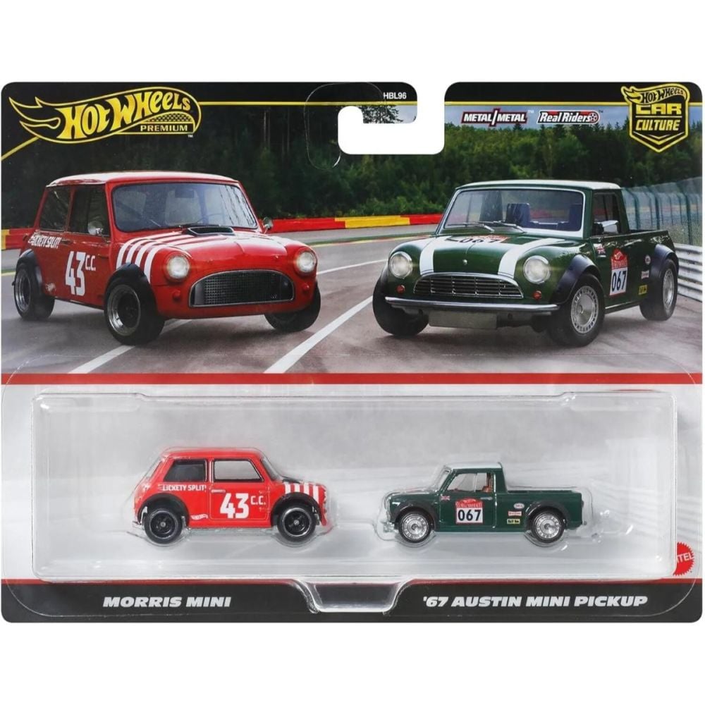 Комплект 2 метални колички, Hot Wheels, Morris Mini и Austin Mini Pickup, JBK97