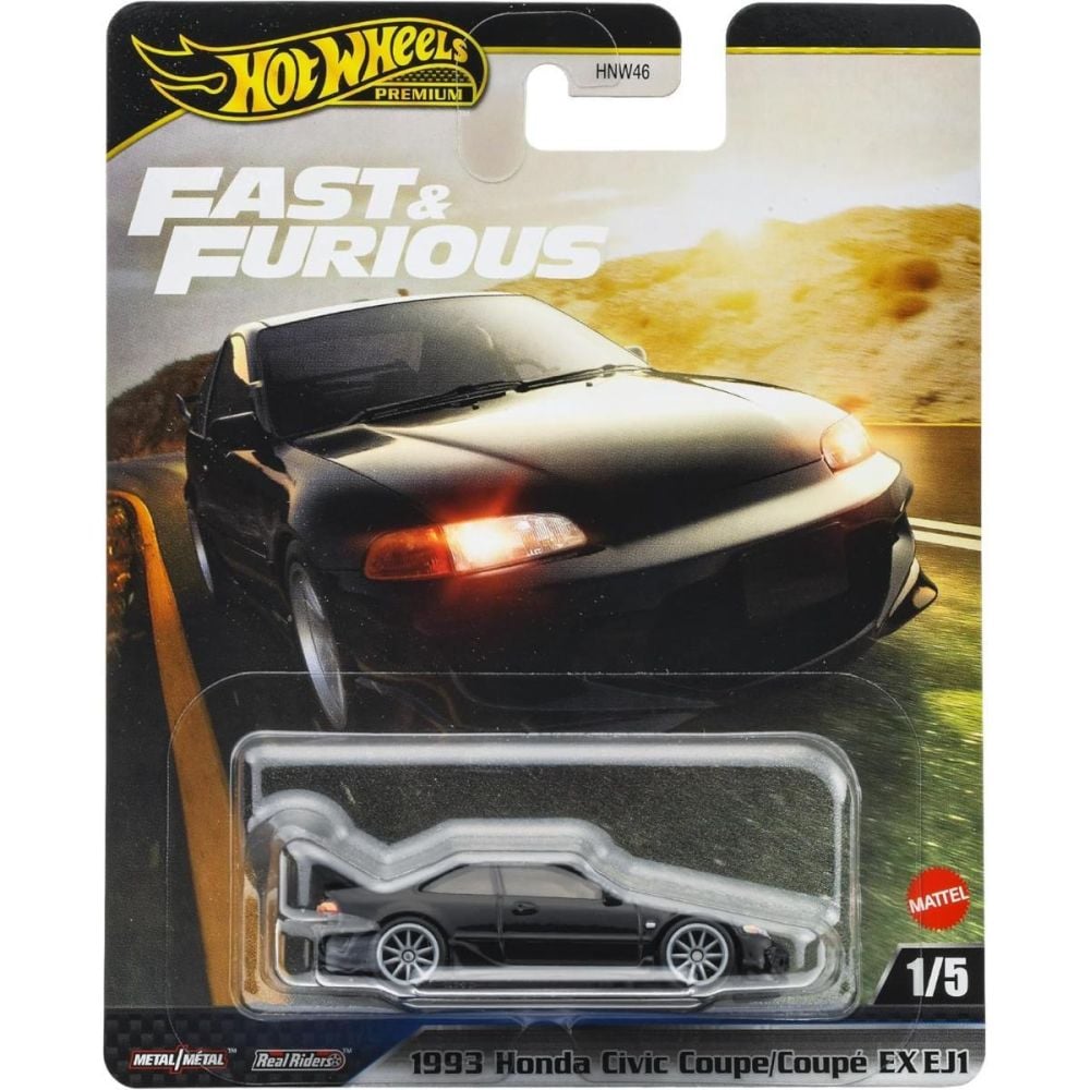 Количка Fast and Furious, Hot Wheels, 1993 Honda Civic Coupe EX EJ1, JBL90