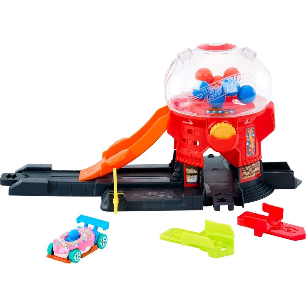 Комплект за игра с количка, Hot Wheels, Downtown Candy Shop, JBM62