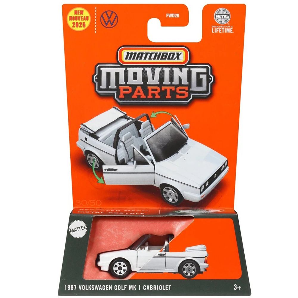 Kоличка Matchbox, Moving Parts, 1987 Volkswagen Golf MK 1 Cabriolet, JBW73