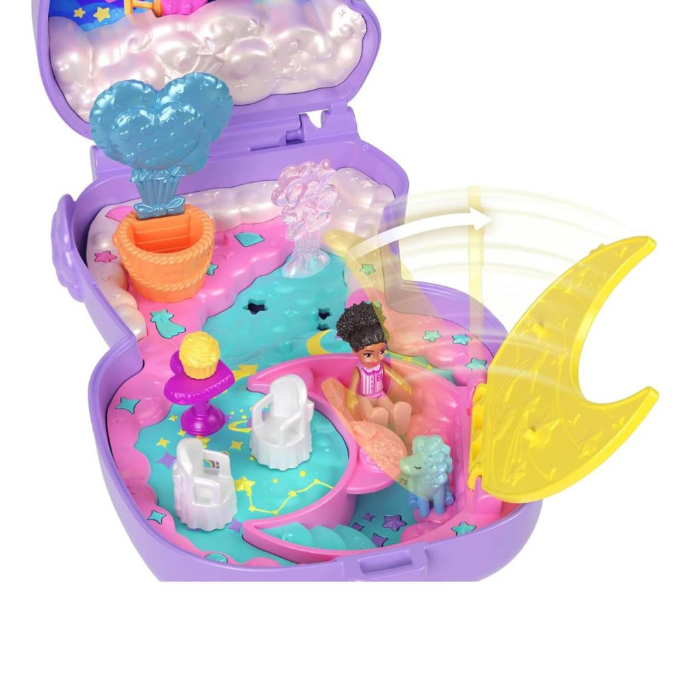 Комплект за игра с кукла и аксесоари в чантичка, Polly Pocket, Cozy Dreamland Lamb, JCB15
