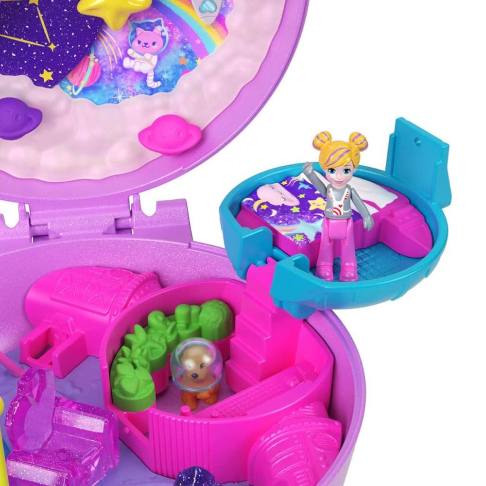 Комплект за игра с кукла и аксесоари в чантичка, Polly Pocket, Planet Polly Space Casket, JCB18