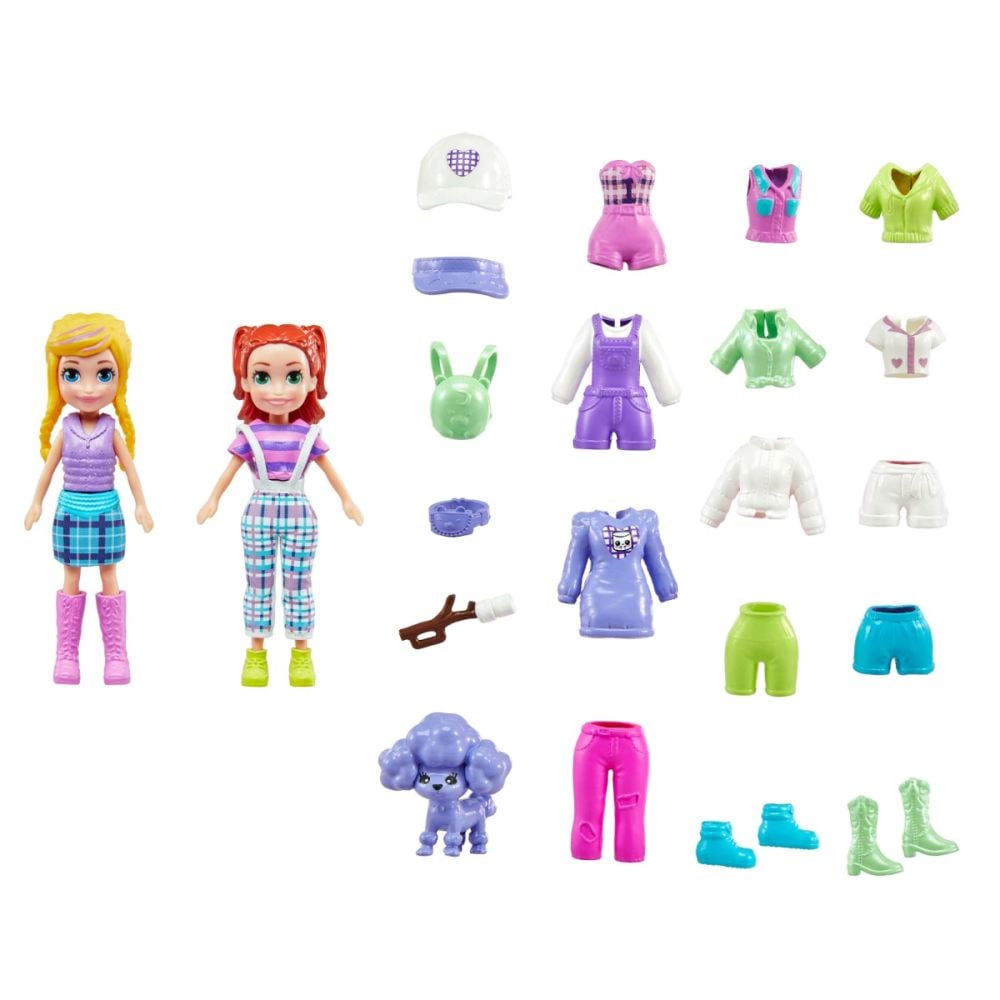 Комплект 2 кукли с дрехи и аксесоари, Polly Pocket, JCB23