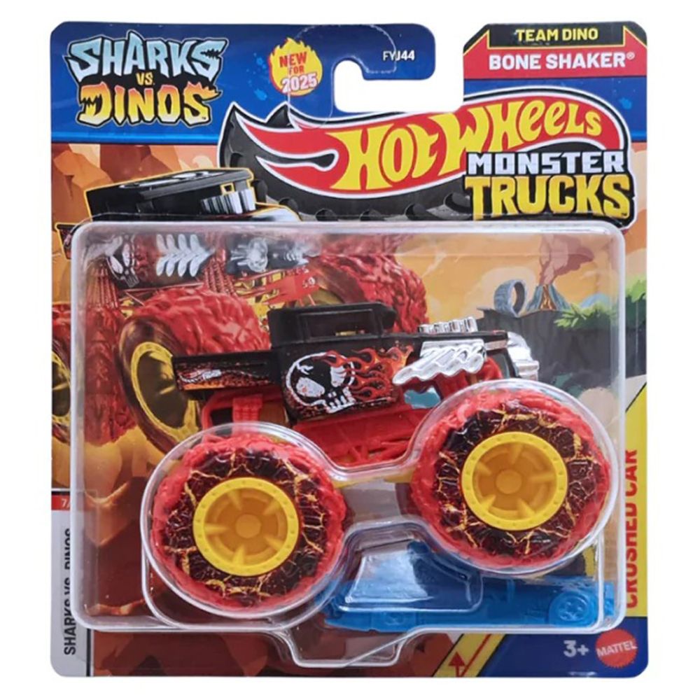 Количка Hot Wheels, Monster Truck, Shark vs Dinos, Bone Shaker, JCD91