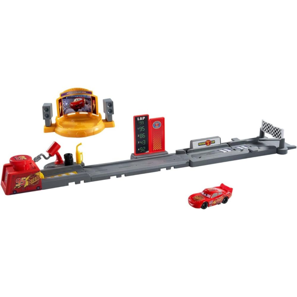 Комплект за игра с количка Disney Cars, Piston Cup Jump and Stunt Runway, JDJ02