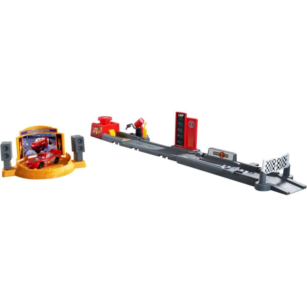 Комплект за игра с количка Disney Cars, Piston Cup Jump and Stunt Runway, JDJ02