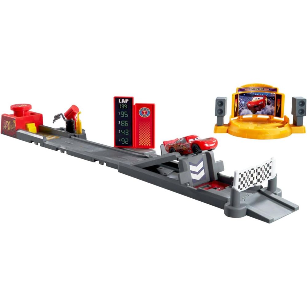 Комплект за игра с количка Disney Cars, Piston Cup Jump and Stunt Runway, JDJ02