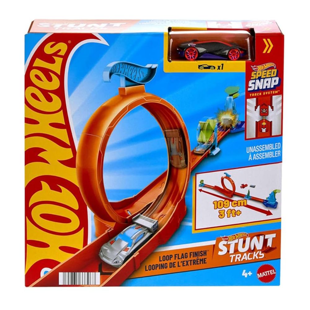 Комплект за игра с количка, Hot Wheels Stunt Track, Loop Flag Finish, JHK77