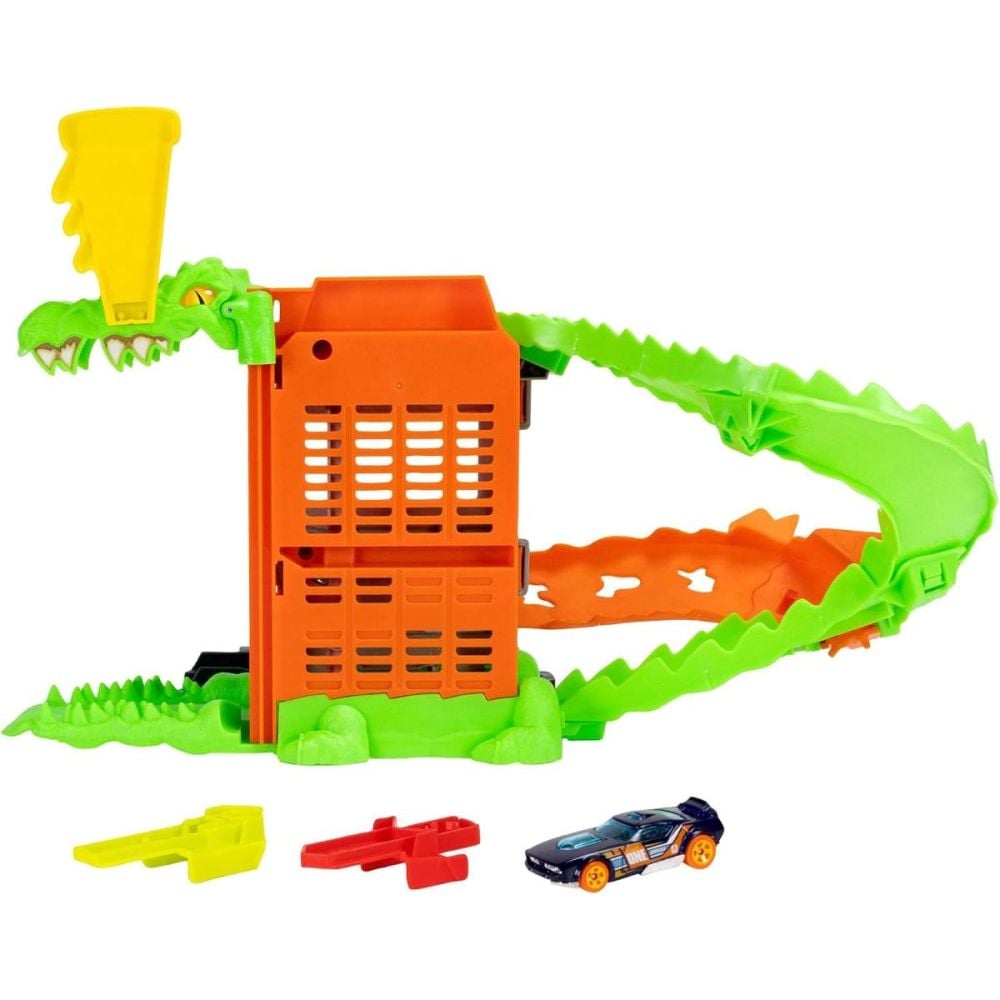 Комплект за игра с количка, Hot Wheels City, Croc Pizza Attack, JHL93