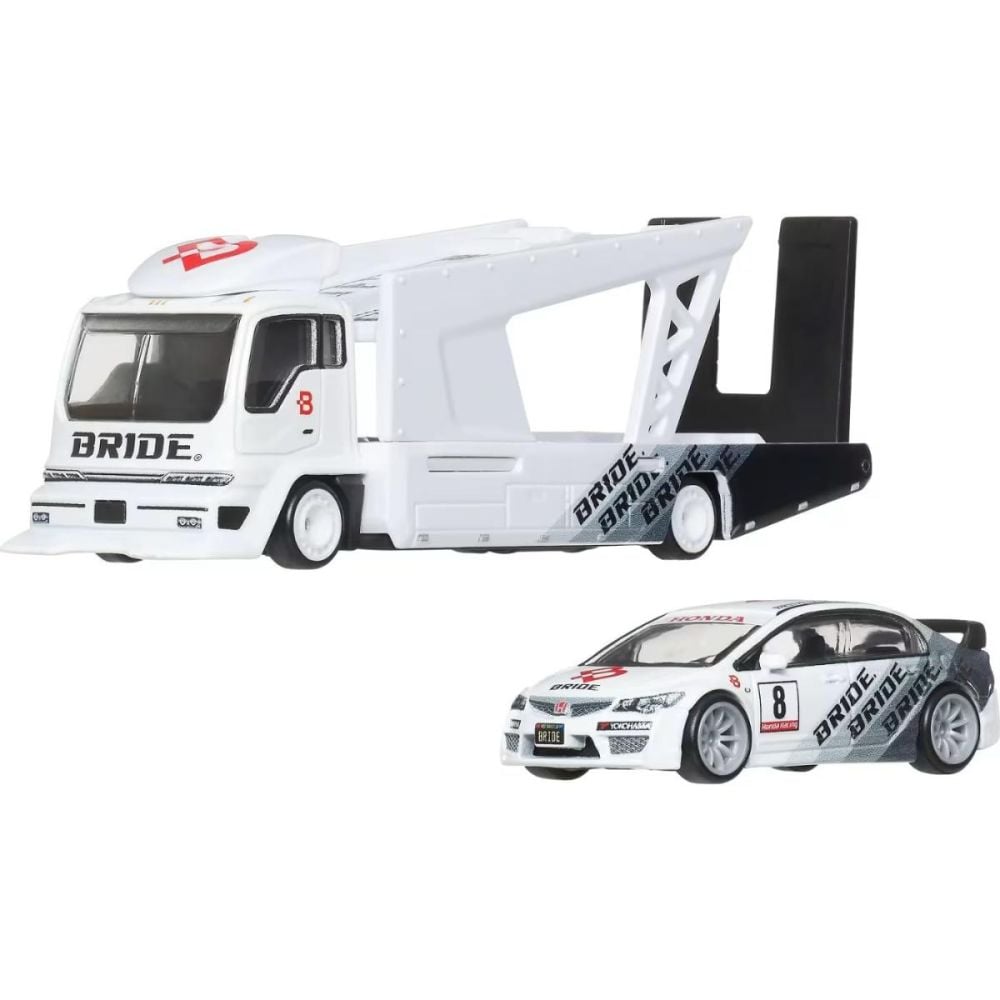 Автовоз с количка Hot Wheels, Car Culture Team Transport, HW Honda Civic Type-R и Kousoku Hauler, JHX94