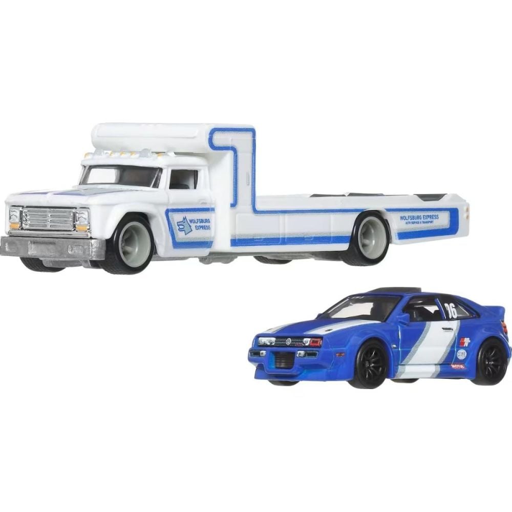 Автовоз с количка Hot Wheels, Car Culture Team Transport, Volkswagen Corrado VR6 и Retro Rig, JHX95