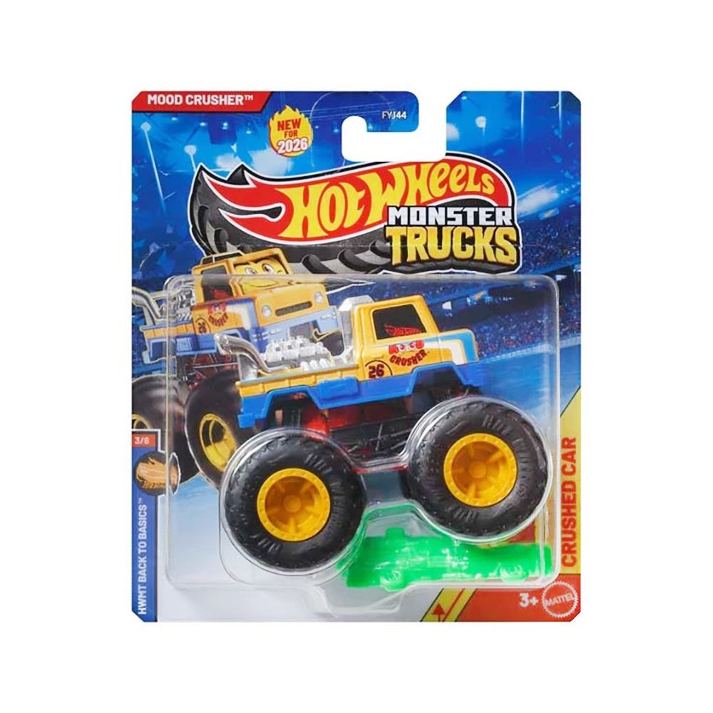 Количка Hot Wheels, Monster Truck, Back to Basics, Crushed Car, Mood Crusher, JHY24