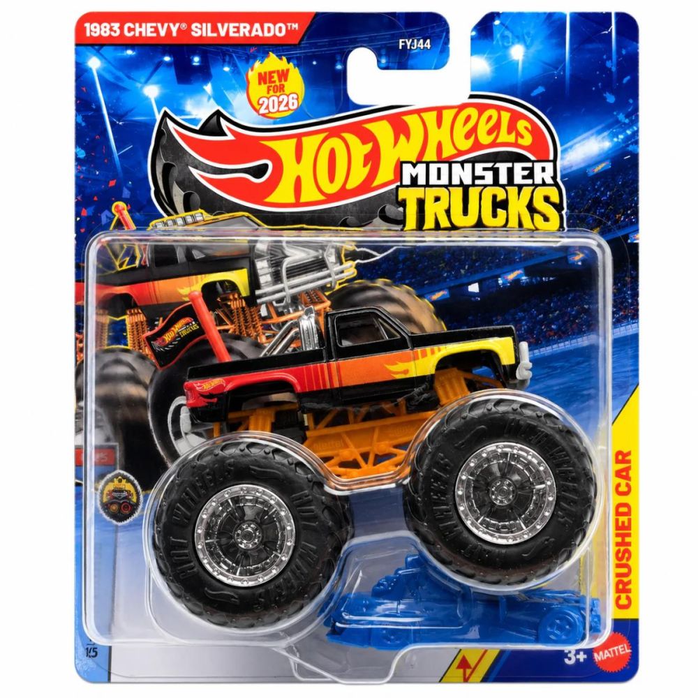 Количка Hot Wheels, Monster Truck, Crushed Car, 1983 Chevy Silverado,  JHY36
