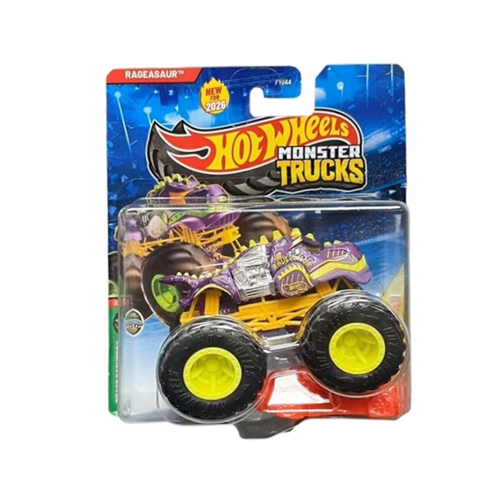 Количка Hot Wheels, Monster Truck, Beast Bashers, Crushed Car, Rageasaur, JHY42
