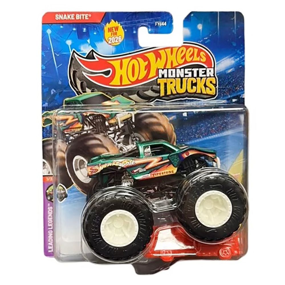 Количка Hot Wheels, Monster Truck, Leading Legend, Crushed Car, Snake Bite, JHY52